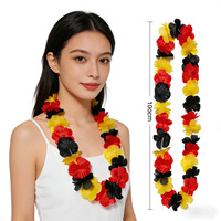 3er-Pack Plastik-Blumenleisten Extra Lange Große Hawaiianische Halsketten Schwarz Rot Gold Neujahrsdekoration