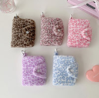Nouvelle petite bourse à monnaie en peluche douce et moelleuse, imprimé léopard, porte-cartes, mini portefeuille pendentif, sacs de rangement portables pour cartes bancaires pour étudiants