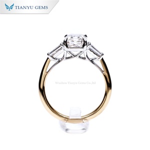 Tianyu แหวนหมั้นทองคำ14K ประดับเพชรมรกตตัดด้วยเพชรรูปสี่เหลี่ยมคางหมูสำหรับครบรอบ - Product Image 2