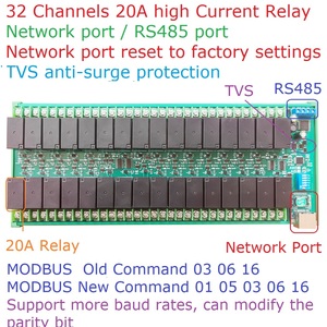 Module de relais <span class=keywords><strong>Ethernet</strong></span>/RS485 à courant élevé 32 canaux 20A Eletechsup R4D5E32 RJ45 LAN <span class=keywords><strong>WAN</strong></span> TCP/IP Modbus Slave 12V/24V Carte IO PLC - Product Image 2