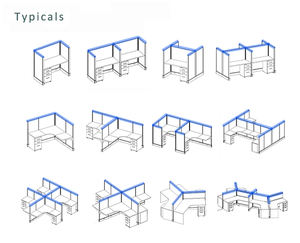 พื้นที่ทำงานทันสมัย2 4 6 <span class=keywords><strong>8</strong></span> 10คนสำนักงานพนักงานเวิร์กสเตชันโต๊ะพาร์ทิชันโต๊ะทำงานแบบแยกส่วน - Product Image 5