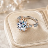 Bague de mariage pour femme en argent sterling S925, Moissanite Mozambique, double couleur, luxe léger, tendance, 1 carat