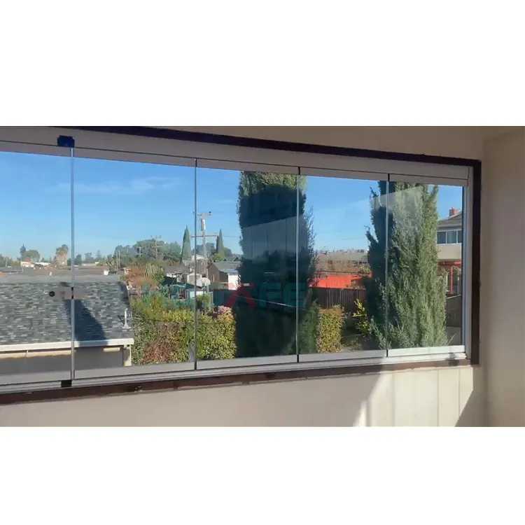 HDSAFE impermeabile residenziale finestra di vetro per la casa vetro temperato in alluminio finestre scorrevoli e sistema di porta balcone finestra pieghevole