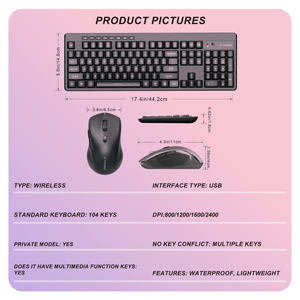 High Quality Full Size <strong>Keyboard</strong> <strong>Mouse</strong> Set Office 2.4G USB Wireless Computer <strong>Keyboard</strong> <strong>and</strong> <strong>Mouse</strong> - Product Image 2