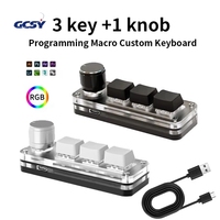Teclado Mecánico Macro RGB Mini Gaming, Programación Personalizada, Perilla de Control, Teclado de 3 Teclas para Photoshop