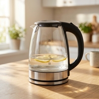 Bouilloire électrique portable en verre de 1,8 L, infuseur à thé facile à nettoyer pour un usage domestique