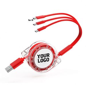 Câble de charge rapide 2.4A 3-en-1 rétractable avec logo personnalisé pour téléphone USB Type C – Vente chaude en gros - Product Image 1