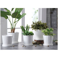 Modern Small Size Ceramic Flower Pot with Tray