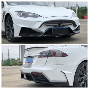 Kit de carrosserie en fibre de carbone pour <span class=keywords><strong>Tesla</strong></span> Model <span class=keywords><strong>S</strong></span> 2014-2020, style amélioré, pare-chocs avant et arrière, jupes latérales, spoiler, lame d'air - Product Image 3