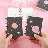 Cuaderno portátil Mini cuaderno Dibujos animados Planeta Diseño Personalizado Espiral A7 Tamaño de bolsillo Cuaderno pequeño para diario