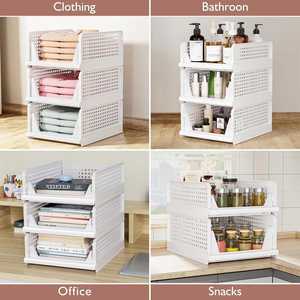 DS2510 White Modern Plastic Oxford Fabric Stackable Folding Wardrobe Clothing Storage Bins Detachable Design Clothing - Product Image 4