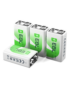 EBL Lot de 4 piles NiMH 9 volts 280 mAh 6F22 9V Pile rechargeable NiMH 9V pour microphone - Product Image 1