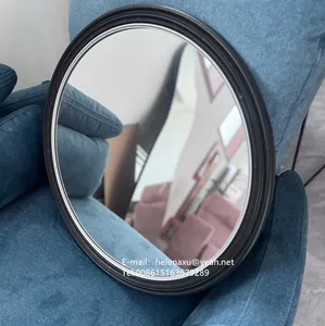 Grosir cermin bingkai kayu bulat dinding ukir cermin dinding kayu klasik cermin bingkai bulat gantung