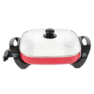 mag electric red skillet & small frying pan with tempered glass lid and temperature control