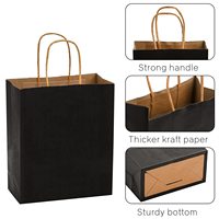 100 sacs cadeaux classiques en papier kraft noir avec poignées torsadées blanches, sacs de courses écologiques recyclables imprimés flexo, promotion