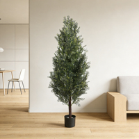 Arbres artificiels en cèdre en forme de cône, plantes artificielles en cyprès, faux mini-pinces en soie pour l'intérieur et l'extérieur