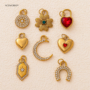 Colección <span class=keywords><strong>de</strong></span> Dijes Colgantes con Encanto Romántico para la Fabricación <span class=keywords><strong>de</strong></span> Joyas | Acero Inoxidable Chapado en Oro <span class=keywords><strong>de</strong></span> 18K PVD: Arcoíris <span class=keywords><strong>de</strong></span> Amor, Palmera, Zapatilla <span class=keywords><strong>de</strong></span> Ballet - Product Image 3