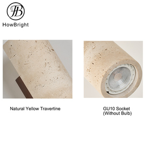 Travertin jaune <span class=keywords><strong>Gu10</strong></span> prise Led <span class=keywords><strong>applique</strong></span> <span class=keywords><strong>murale</strong></span> boîtier Wabi Sabi Style brillant vers le haut et vers le bas appliques murales pour salon - Product Image 3