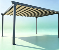 Pergola rétractable en alliage d'aluminium avec voile en PVC - Couverture de terrasse motorisée résistante aux intempéries avec commande intelligente et projection de 21 m