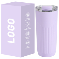 Gobelet isotherme portable en acier inoxydable 304 pour l'extérieur, avec couvercle et bandes antidérapantes, bouteille d'eau pour les voyages