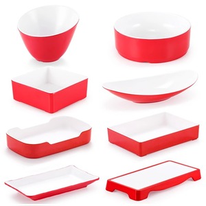 Platos gruesos de melamina para hot pot, vajilla de plástico imitación porcelana bicolor, platos para buffet, restaurante, barbacoa, platos para acompañamientos. - Product Image 1