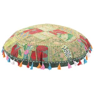 Cojín de Piso de Algodón de Estilo Bohemio de Inspiración Vintage, Diseño de Patchwork, Ecológico, Lavable, con Patrón Festivo - Product Image 1