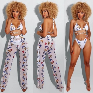Nuevo Bikini Sexy de Verano para Mujer, Falbala, Pantalones Largos Holgados, Conjunto de Dos Piezas con Tirantes Finos para la Playa - Product Image 2