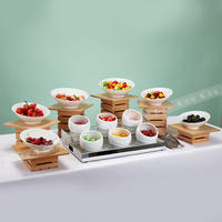 Support de présentation de desserts en bois massif, buffet, étagère pour pause-café, buffet froid, sushi, gâteau, table à collations, présentation, design moderne rustique