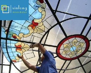 Dôme de plafond en verre trempé teinté, décoration <span class=keywords><strong>intérieure</strong></span> de cuisine, design de plafond courbé en bois ajouré - Product Image 2