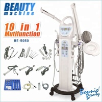 Appareil de beauté de bureau 10-en-1 : Microdermabrasion, Courant Galvanique, Haute Fréquence, Brosse de Massage, Extracteur à Vide, Nettoyeur de Pores