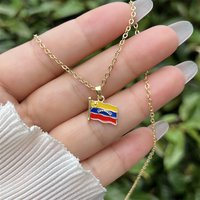 Beliebte Venezuela-Karten-Halskette, Lebendige Flaggenfarben-Emaille, Ideales Nationalfeiertags-Accessoire & Kulturelles Souvenir-Geschenk