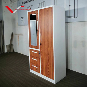 Armadio casa mobili camera da letto acciaio almirah lemari pakaian besi armario armadio in metallo armadio a 2 ante con specchio - Product Image 1