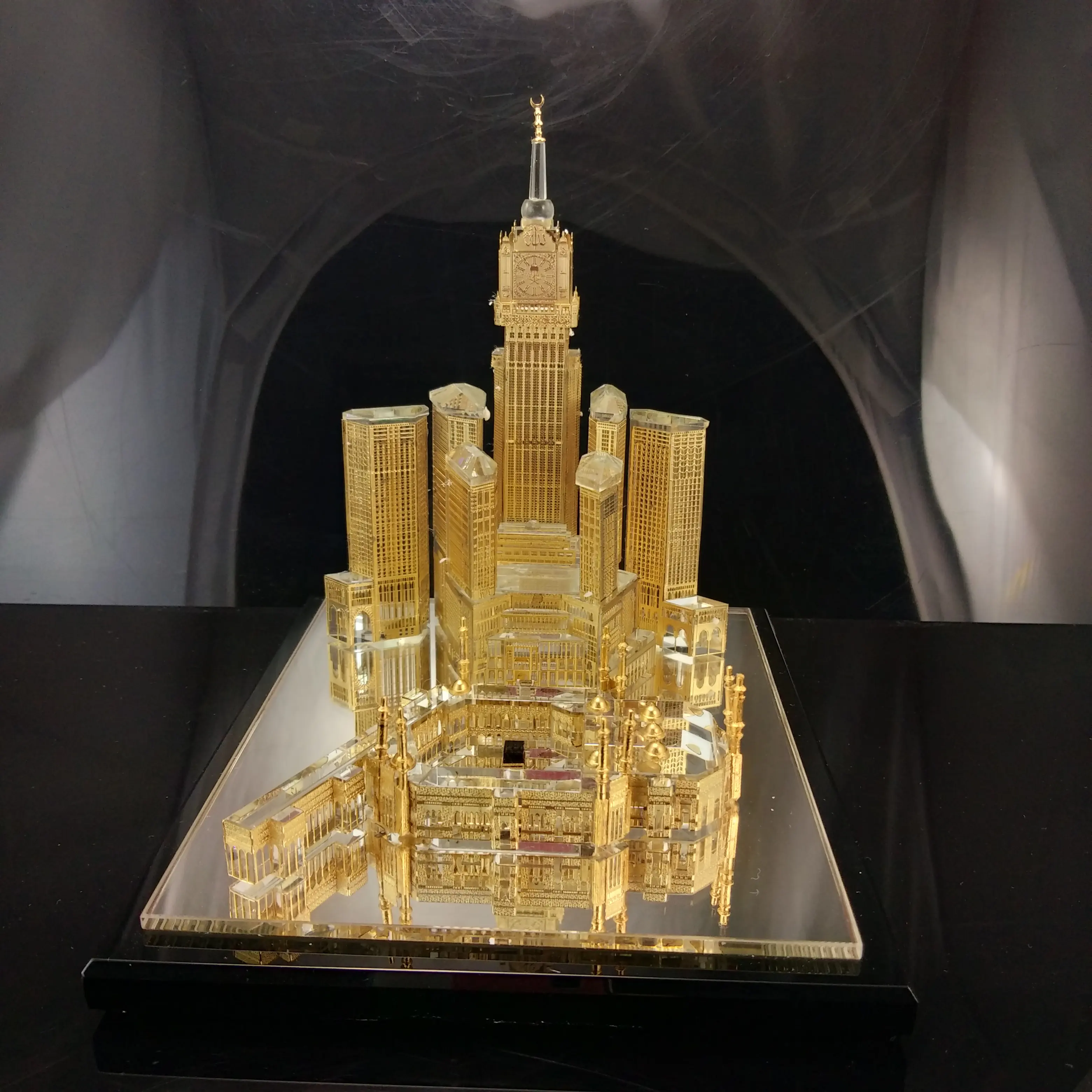 Yeni varış kristal makkah saat kulesi minyatür metal yapı modeli hediye ve hatıra için