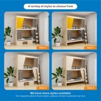 Lit superposé double surdimensionné moderne avec escalier large et structure en bois robuste pour chambre à coucher et suite parentale