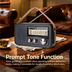 Radio portable FM/AM/SW avec guide vocal, lecteur USB sans fil, carte TF, lampe torche, lumière SOS, piles AA rechargeables, rétroéclairage. - Product Image 2
