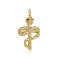 Pendentif Cobra Givré Or et Argent avec Chaîne Corde pour Hommes – Bijou Tendance Hip Hop et Streetwear Urbain