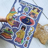 Feuilles d'autocollants en vinyle découpés sur mesure, impression imperméable, design de dessins animés mignons, feuilles d'autocollants pour cadeaux promotionnels