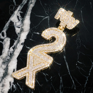 Pass Diamond <b>Tester</b> Vvs Moissanite 3D Vertical Letter Pendant Men Custom Iced Out Round Diamond Initial Name Pendant Jewelry - Product Image 1