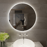 Miroir de lumières led alimenté par batterie plein corps led rond or miroir de vanité miroir de maquillage avec lumières led écran tactile