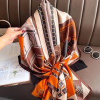 Écharpes en soie imprimées de chevaux pour femmes, nouvelle collection, marque de luxe, hijabs de tête, foulards en soie charmeuse de luxe, design de créateur