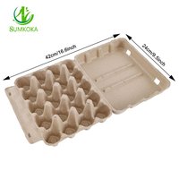 SUMKOKA 9,5*16,6 pouces, plateau d'emballage pour œufs de volaille en pulpe moulée de papier recyclé, 20 cavités, biodégradable, jetable