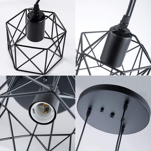 Lampadario a Sospensione a 3 Luci Nero, Lampada a Sospensione Moderna Nordica a LED per Interni, Decorativa E27, per Camera da Letto, Sala da Pranzo, Cucina, Ristorante - Product Image 6
