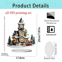 Décoration de Noël créative transfrontalière : Nouvelle maison en acrylique thème pays des merveilles d'hiver, scène de la Nativité, bonhomme de neige imprimé, ornements d'arbre de Noël pour la maison