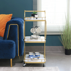 Simple and Modern Hair Salon Shop Special Trolley <strong>Cart</strong> <strong>Gold</strong> and Silver Stainless Steel Material - Product Image 5