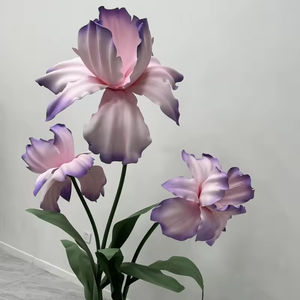 Grande <span class=keywords><strong>fleur</strong></span> d'<span class=keywords><strong>iris</strong></span> <span class=keywords><strong>rose</strong></span> et violet personnalisée avec base et tige <span class=keywords><strong>fleur</strong></span> autoportante pour décoration d'hôtel de fond de mariage - Product Image 5