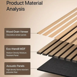 Akustik paneller Polyester paneller polyester alt çıtalar ahşap kaplama akustik paneller duvar ve tavan için MDF - Product Image 3