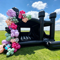 Château gonflable commercial abricot avec toboggan, structure de saut gonflable pour mariage et fête