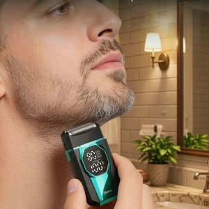 Kit de toilettage pour <span class=keywords><strong>homme</strong></span> sans fil 2 en 1, étanche IPX7, haute vitesse 7000 tr/min, tondeuse et rasoir avec écran LCD pour barbier - Product Image 5