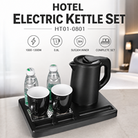 Ensemble bouilloire électrique sans fil pour hôtel 0,8 L avec base rotative à 360 degrés pour usage domestique et commercial, personnalisable OEM