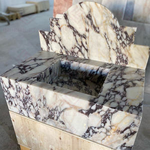 <span class=keywords><strong>Lavabo</strong></span> Moderno de Pared con Encimera de Mármol Italiano Calacatta Viola Tallado a Mano para Baño de Apartamento - Product Image 4